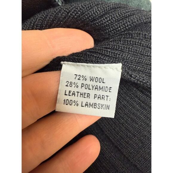 PINKO Wool Blend Ribbed Tank with Lambskin Leather Panels NWT Sz. L - Picture 4 of 5